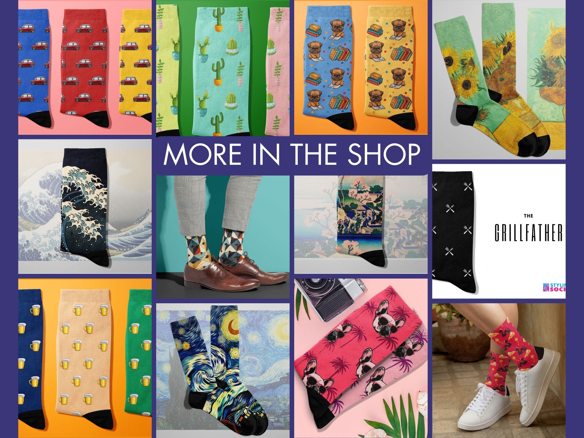 Bold Geometric Socks collage of multiple colourful Styling Socks designs
