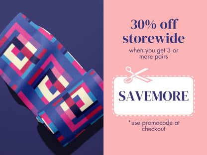 Bold Geometric Socks promo code offer with socks as background