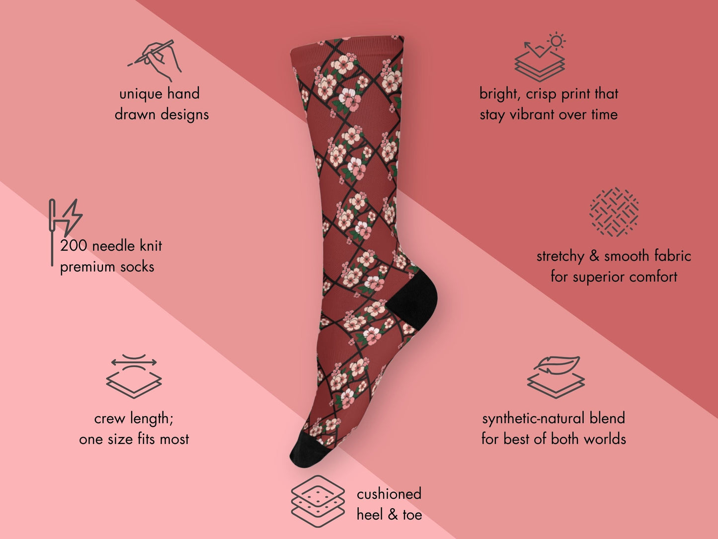 Cherry Blossom Dress Socks - Elegant Japan-Inspired Floral Socks - mockup