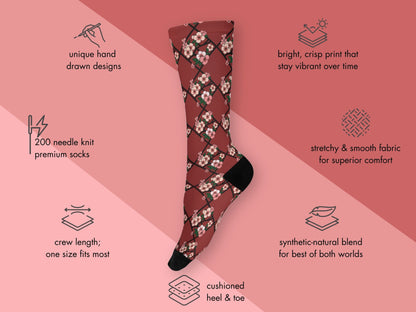 Cherry Blossom Dress Socks - Elegant Japan-Inspired Floral Socks - mockup