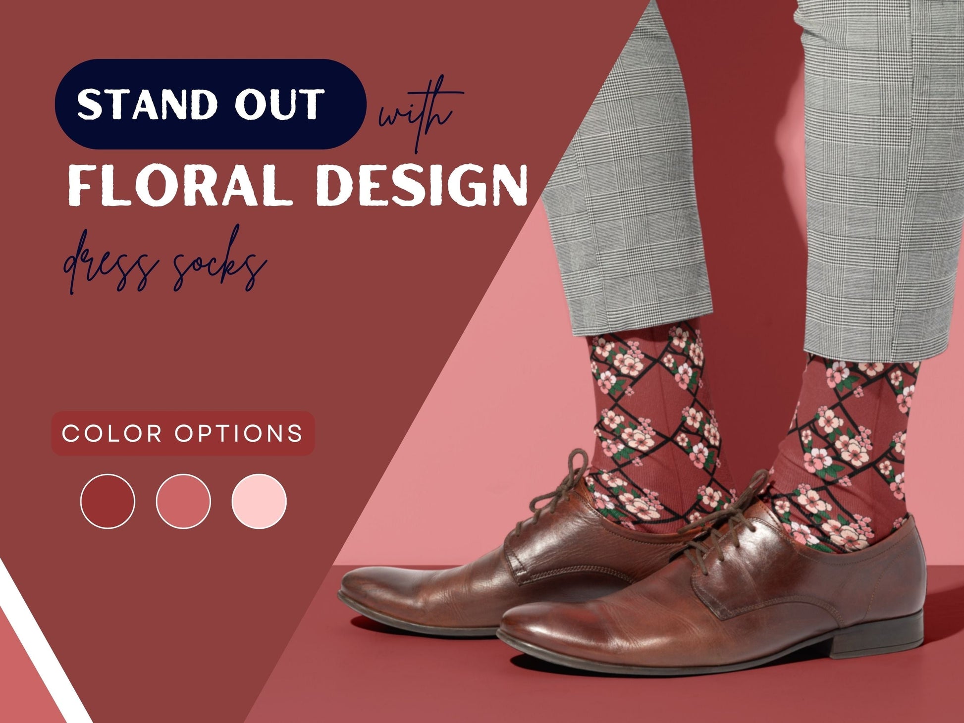 Cherry Blossom Dress Socks - Elegant Japan-Inspired Floral Socks - on-model