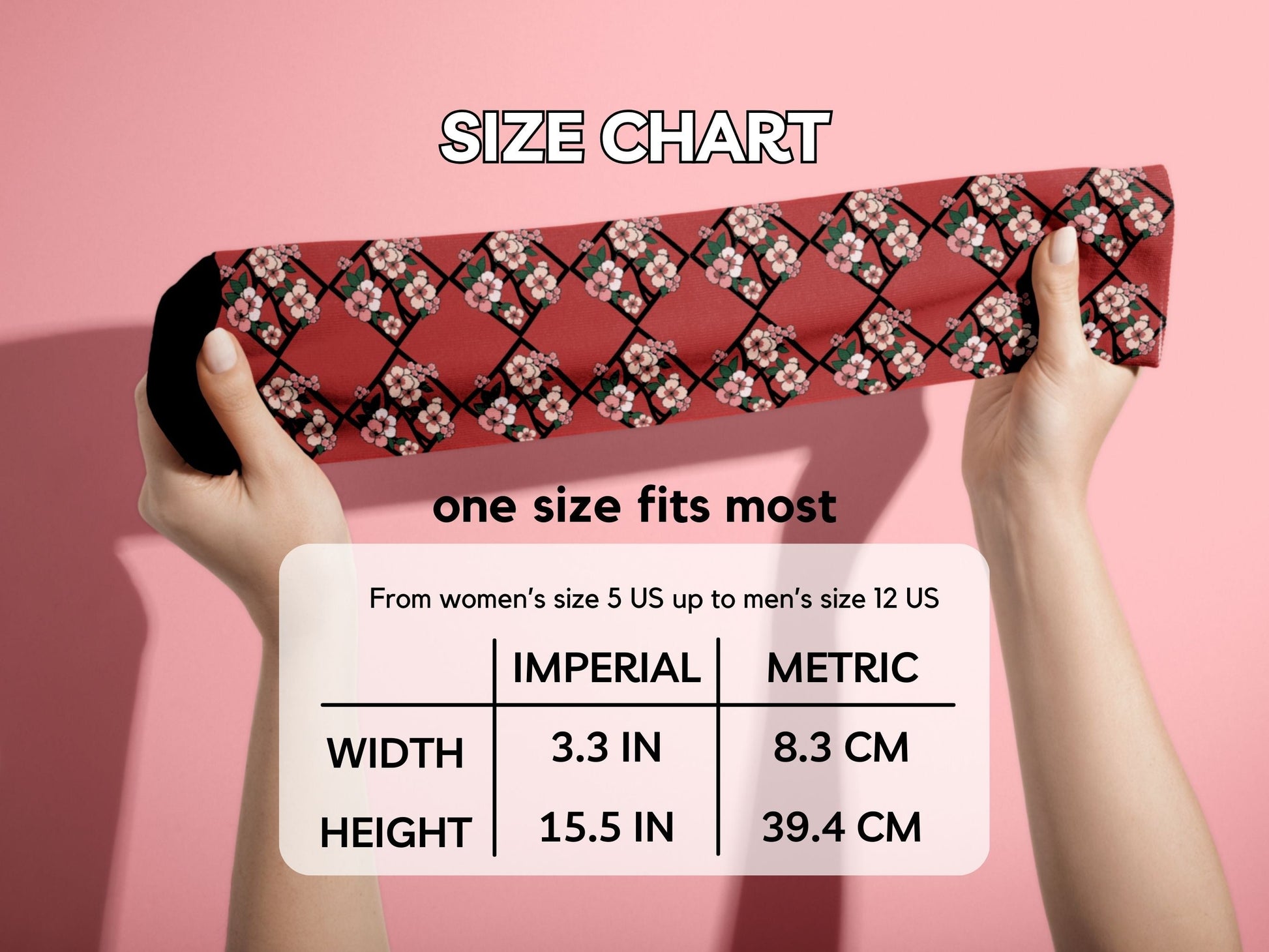 Cherry Blossom Dress Socks - Elegant Japan-Inspired Floral Socks - size-chart