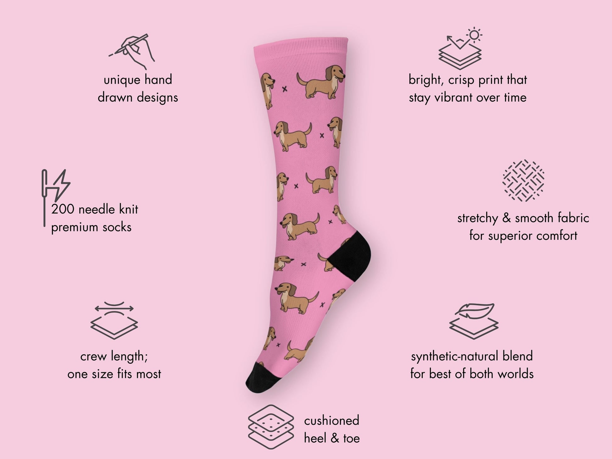 Dachshund Socks - Fun Wiener Dog Socks - mockup