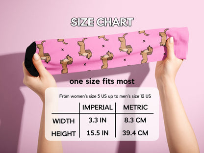 Dachshund Socks - Fun Wiener Dog Socks - size-chart