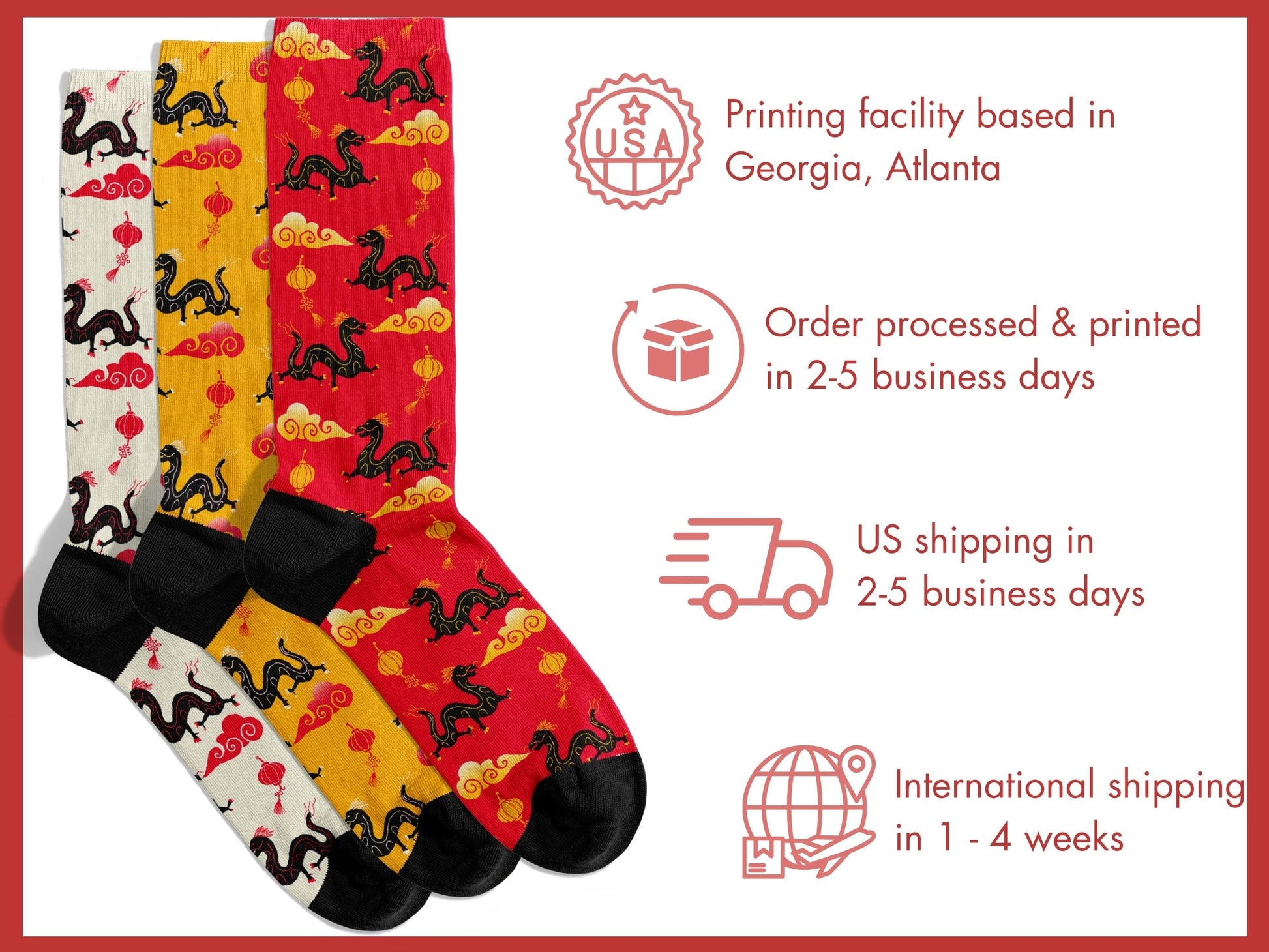 Dragon Zodiac Socks - Lunar New Year Gift - Astrology Inspired Socks - shipping-info