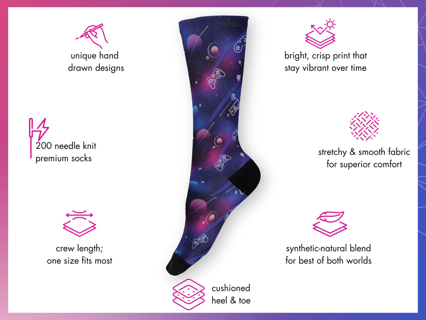 Galaxy Gaming Controller Socks — Sci-Fi Arcade Style — mockup