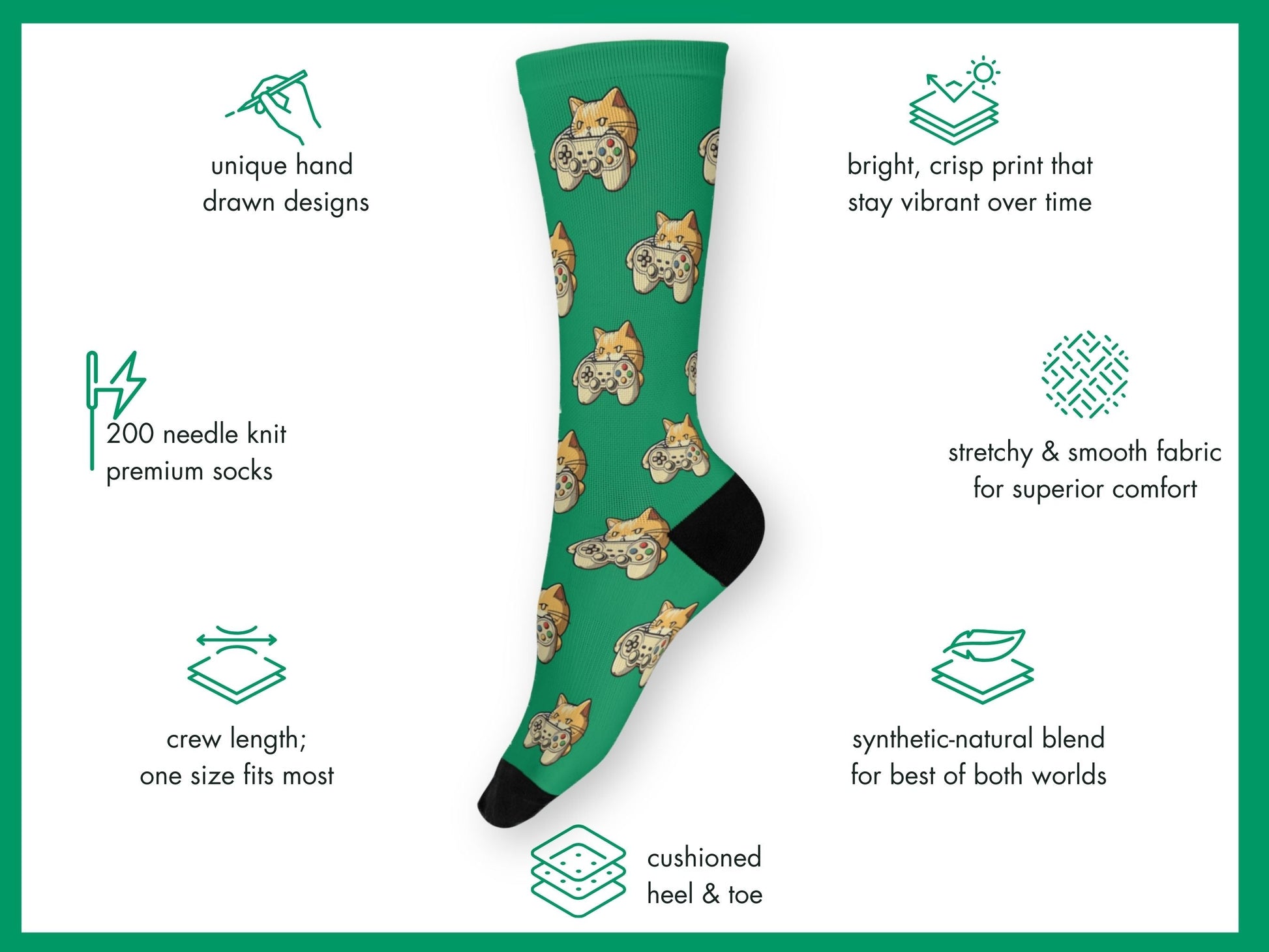Gaming Cat Socks - Funny Gamer Socks - mockup
