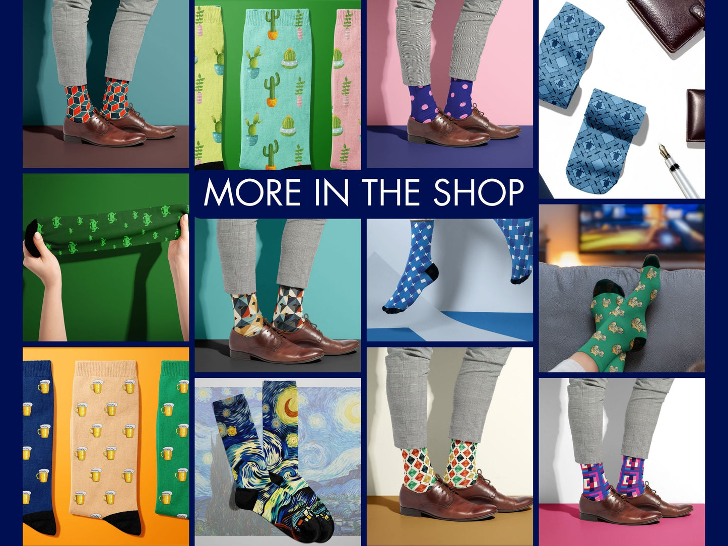 Gold Baroque Socks collage of multiple colourful Styling Socks designs