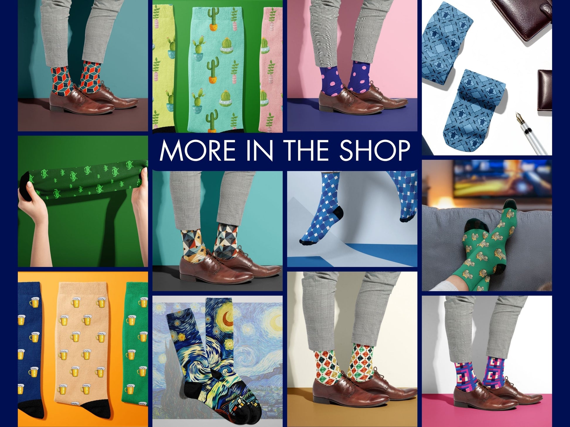 Gold Baroque Socks collage of multiple colourful Styling Socks designs