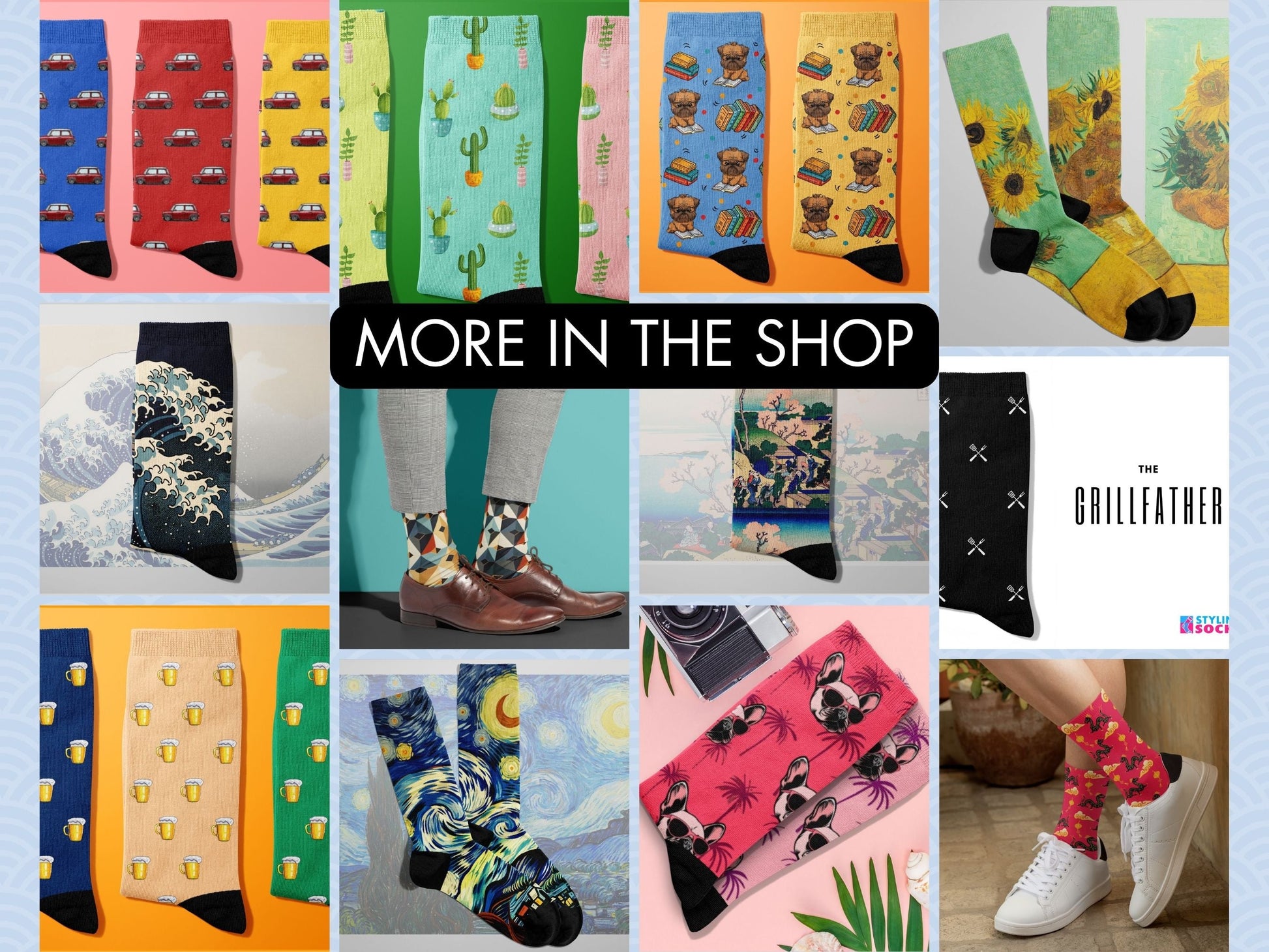 Great Wave Socks - Hokusai Japanese Art Socks - more-designs