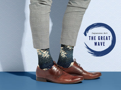 Great Wave Socks - Hokusai Japanese Art Socks - on-model