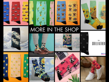 Japanese Geometric Dress Socks collage of multiple colourful Styling Socks designs