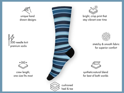 Luxury Striped Dress Socks – Navy with Color Pop