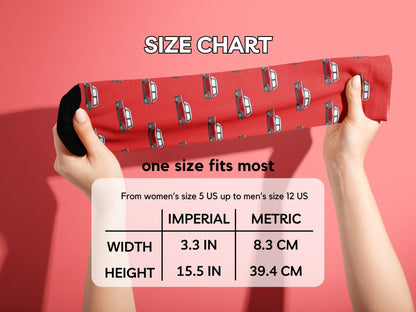 Mini Car Socks - Fun Colorful Socks for Car Enthusiasts - size-chart