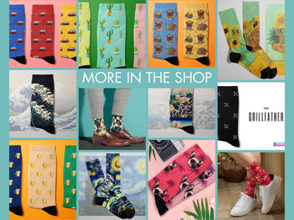 Nautical Geometric Socks collage of multiple colourful Styling Socks designs
