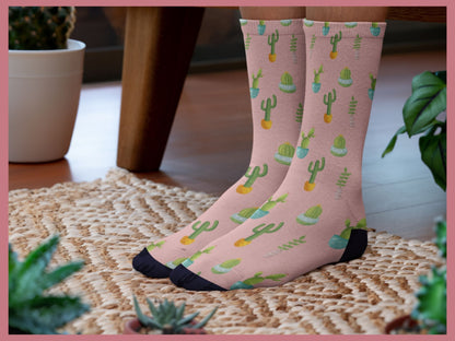 Cute Pink Cactus Socks — Plant Mom Socks — lifestyle
