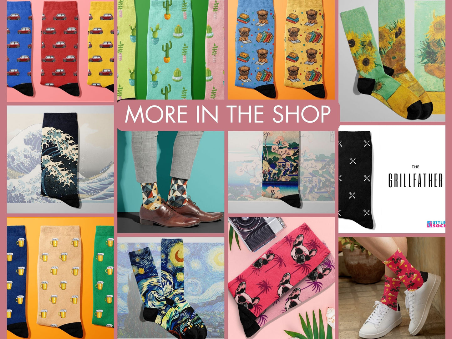 Cute Pink Cactus Socks — Plant Mom Socks — more-designs