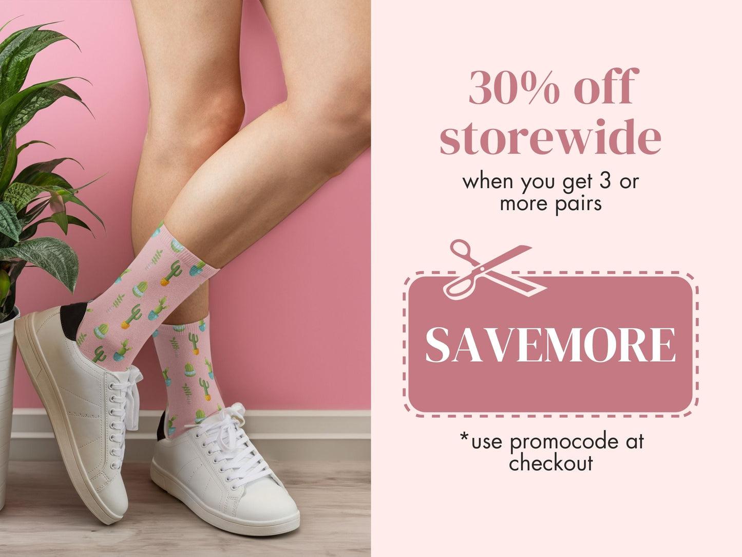 Cute Pink Cactus Socks — Plant Mom Socks — promo-offer