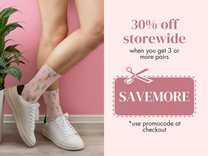 Cute Pink Cactus Socks — Plant Mom Socks — promo-offer