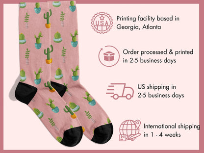 Cute Pink Cactus Socks — Plant Mom Socks — shipping-info