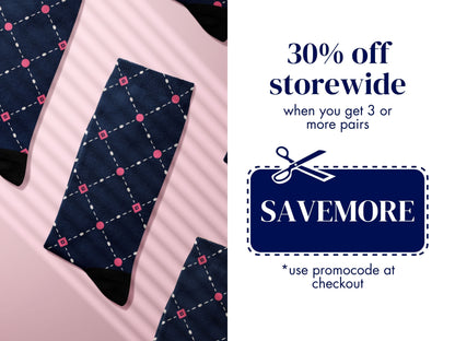 Pink Dot Grid Dress Socks promo code offer with socks as background