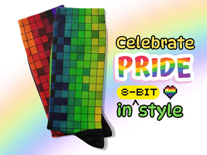8-Bit Pixel Pride Socks — Bisexual Colours — on-model