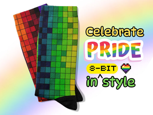 8-Bit Pixel Pride Socks — Bisexual Colours — on-model