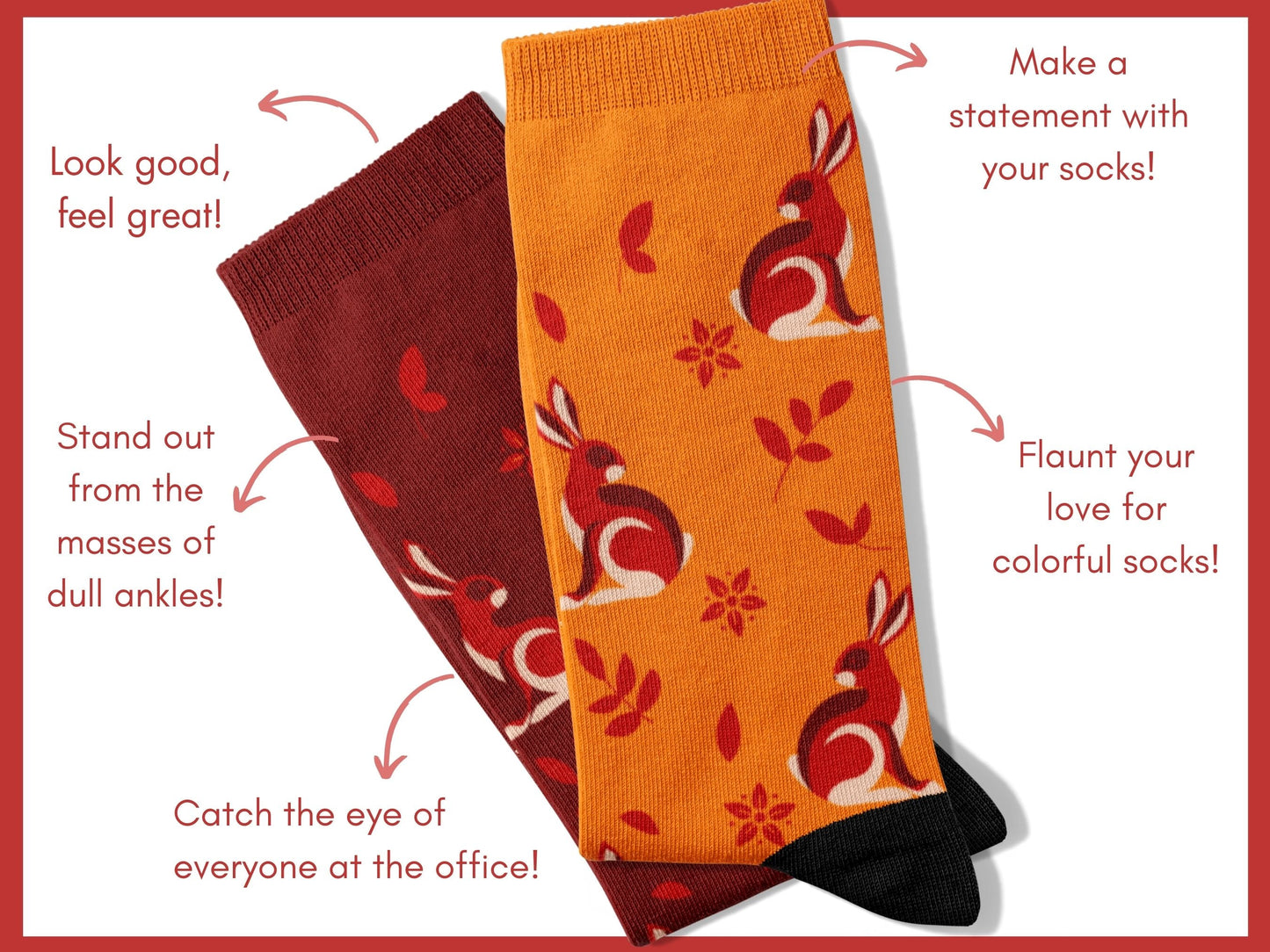 Rabbit Zodiac Socks - Lunar New Year Gift - Astrology Inspired Socks - flatlay-benefits