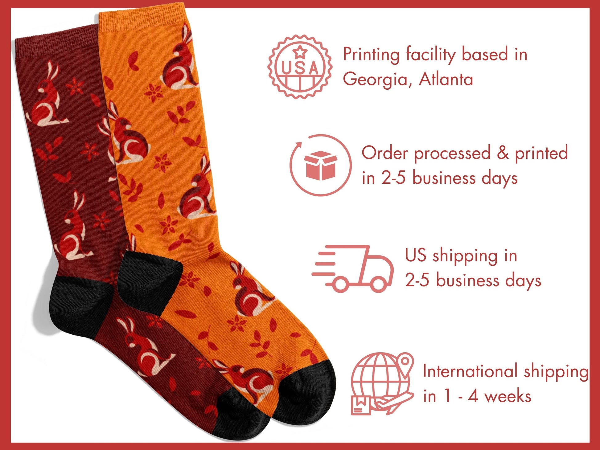 Rabbit Zodiac Socks - Lunar New Year Gift - Astrology Inspired Socks - shipping-info