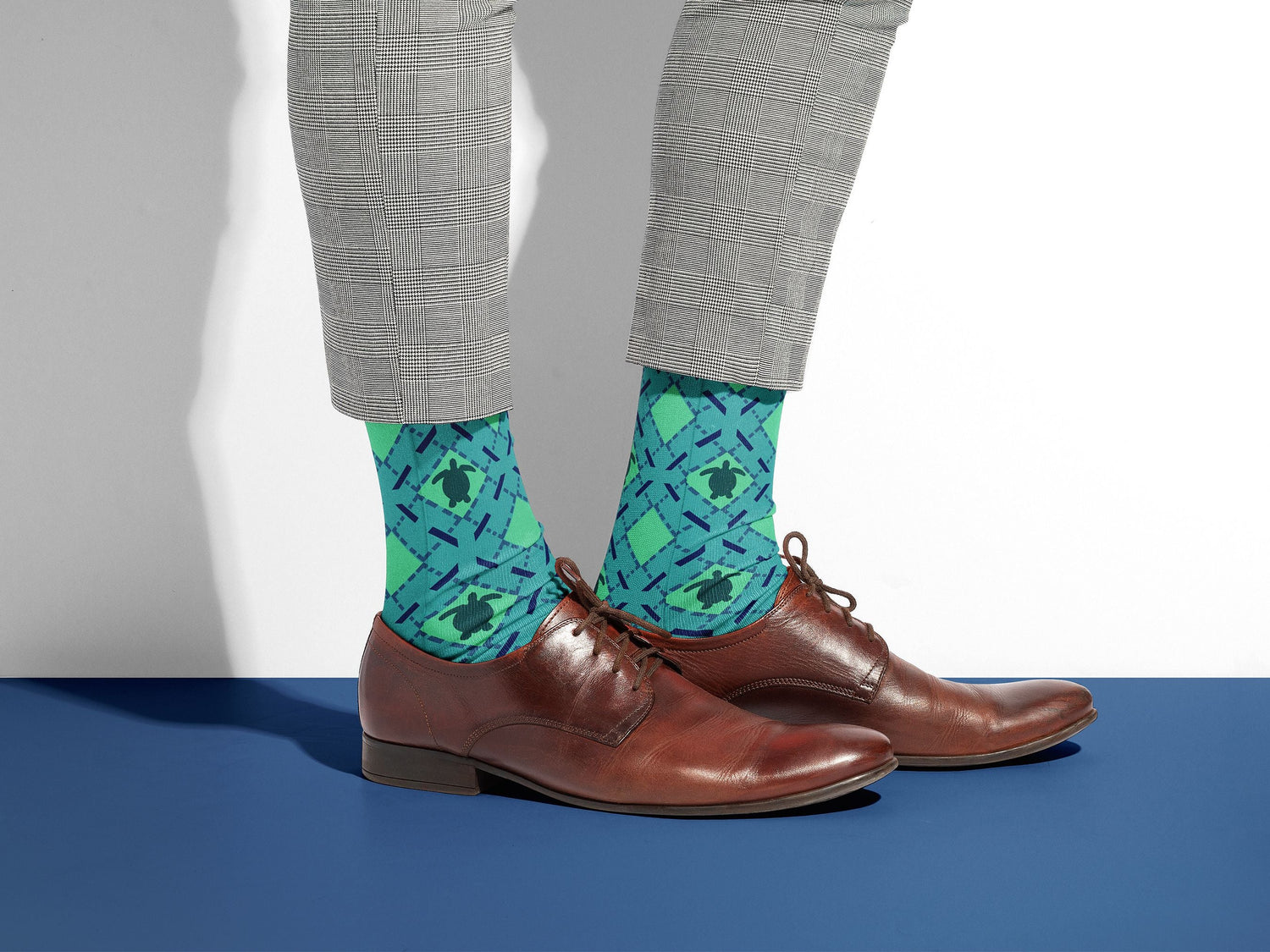 Sea Turtle Dress Socks - Marine Inspired Ocean Gift Socks - on-model