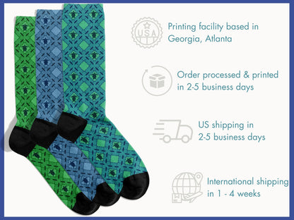 Sea Turtle Dress Socks - Marine Inspired Ocean Gift Socks - shipping-info