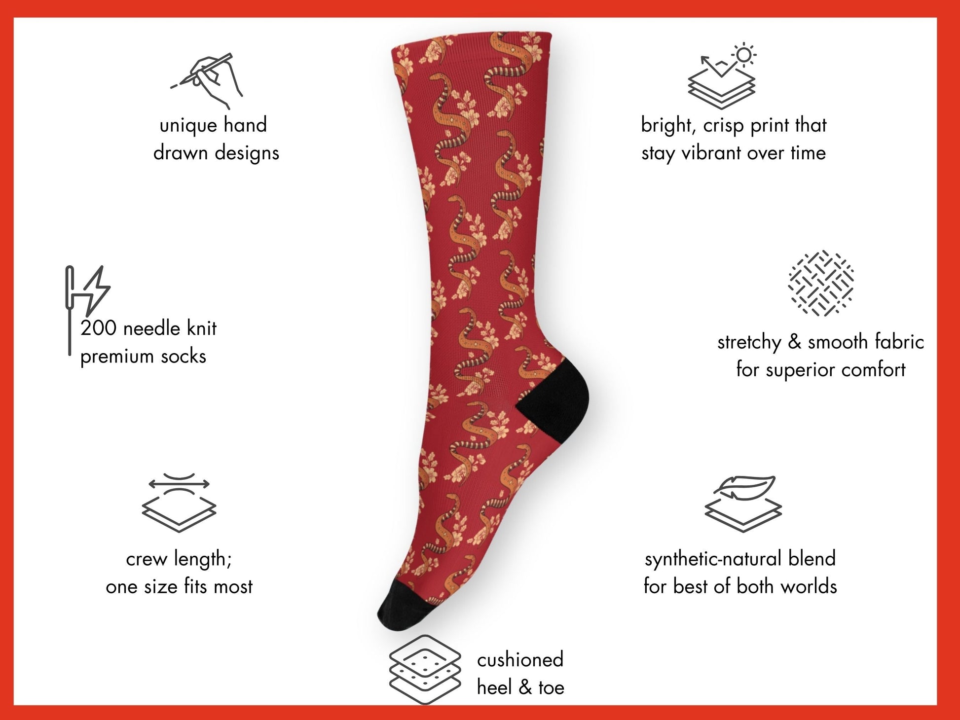 Snake Zodiac Socks - Lunar New Year Gift - Astrology Inspired Socks - mockup