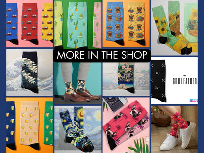 Starry Night Art Socks collage of multiple colourful Styling Socks designs