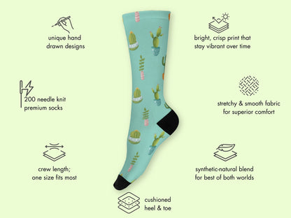 Turquoise Cactus Socks — Plant Mom Socks — mockup
