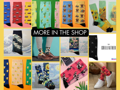 Van Gogh Sunflowers Art Socks collage of multiple colourful Styling Socks designs