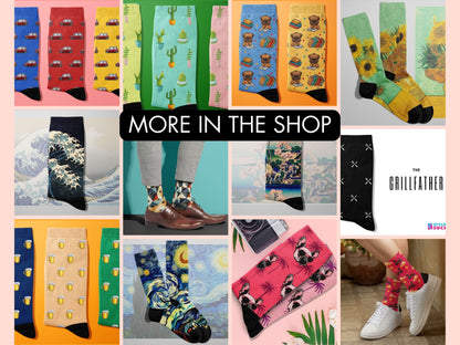 Vintage Japanese Art Socks – Cherry Blossoms by Hokusai collage of multiple colourful Styling Socks designs