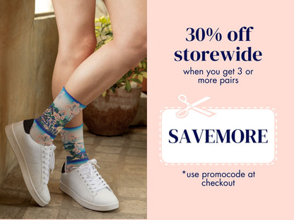 Vintage Japanese Art Socks – Cherry Blossoms by Hokusai promo code offer with socks as background