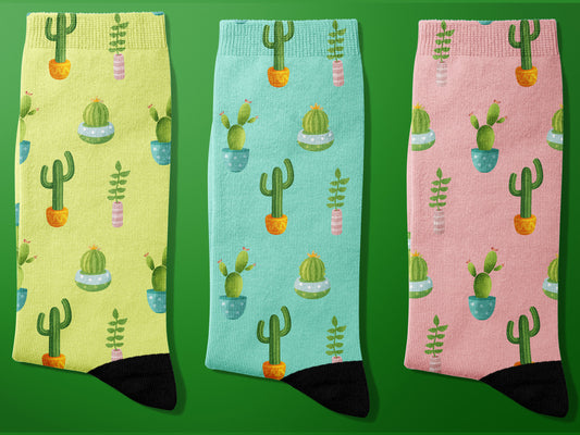 CACTUS House Plant Patterned Socks