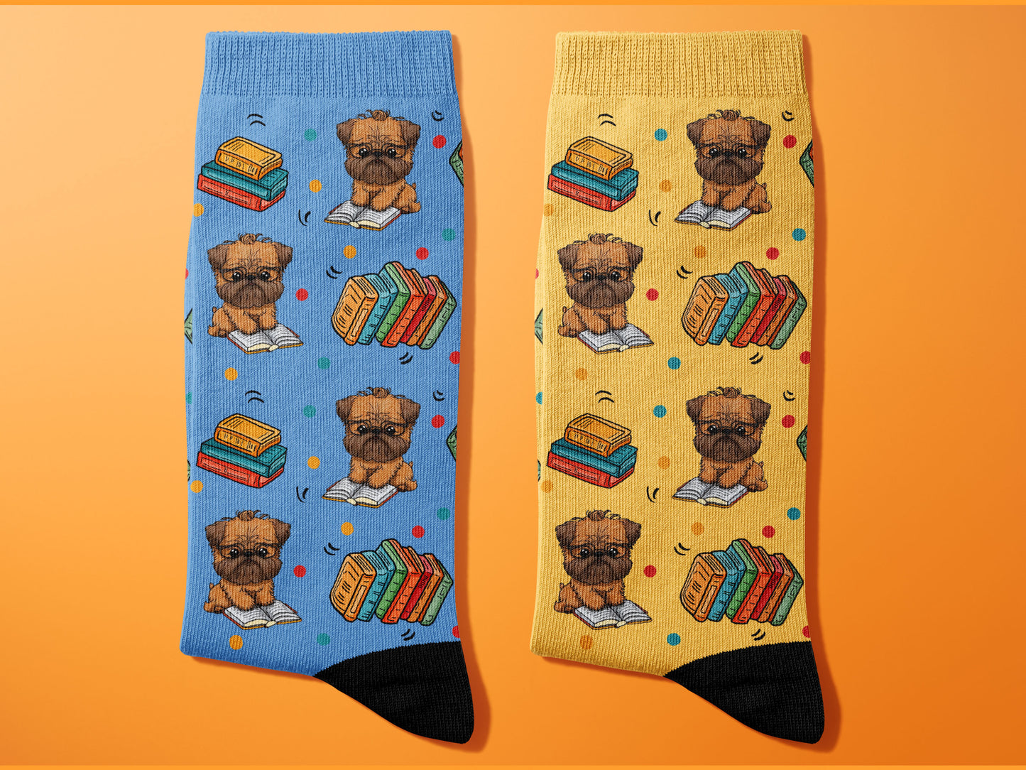 Brussels-Griffon DOGS & BOOK Lover Socks