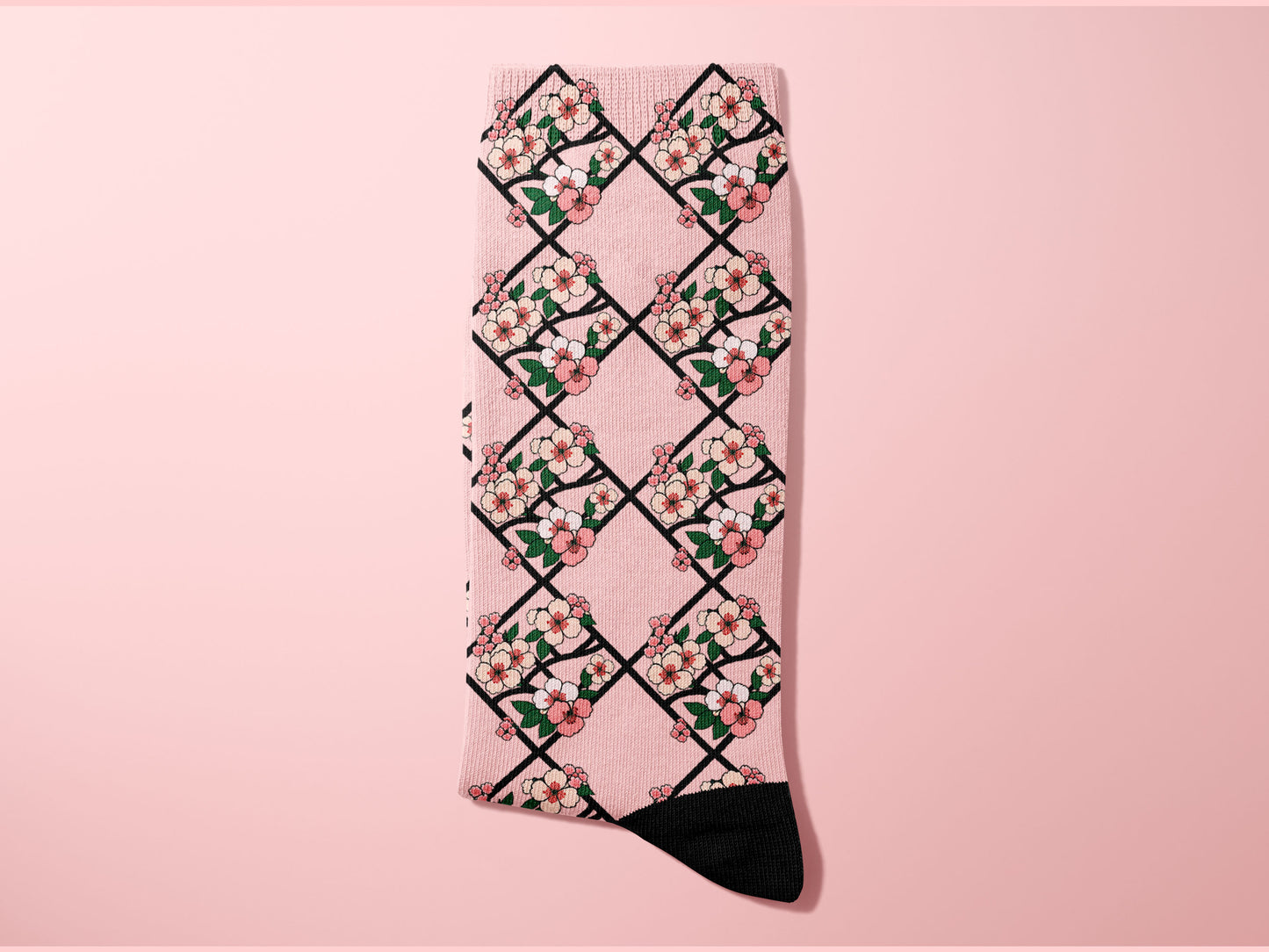 Cherry Blossom Diamond Socks