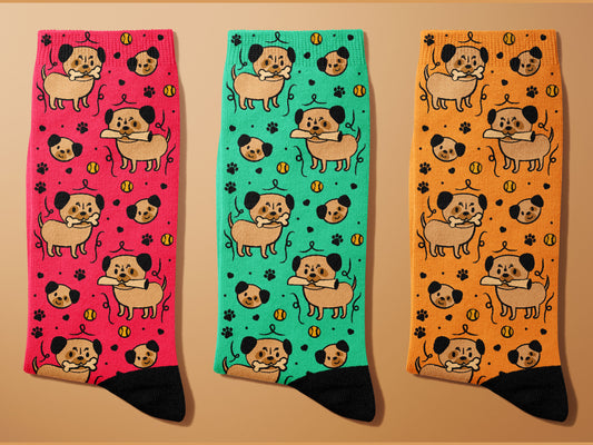 DOODLE PUG Socks