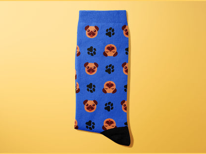 HAPPY PUG & Pawprint Socks