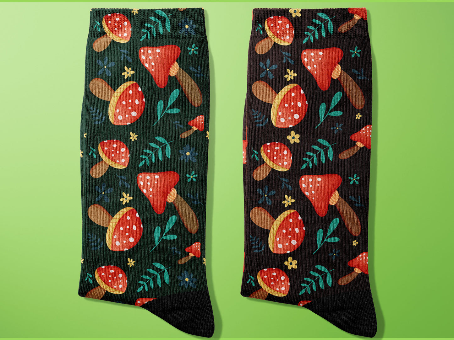 Fun Fungi Fashion: Mushroom Pattern Socks