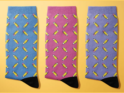 Fun Pencil Patterned Socks