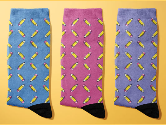 Fun Pencil Patterned Socks