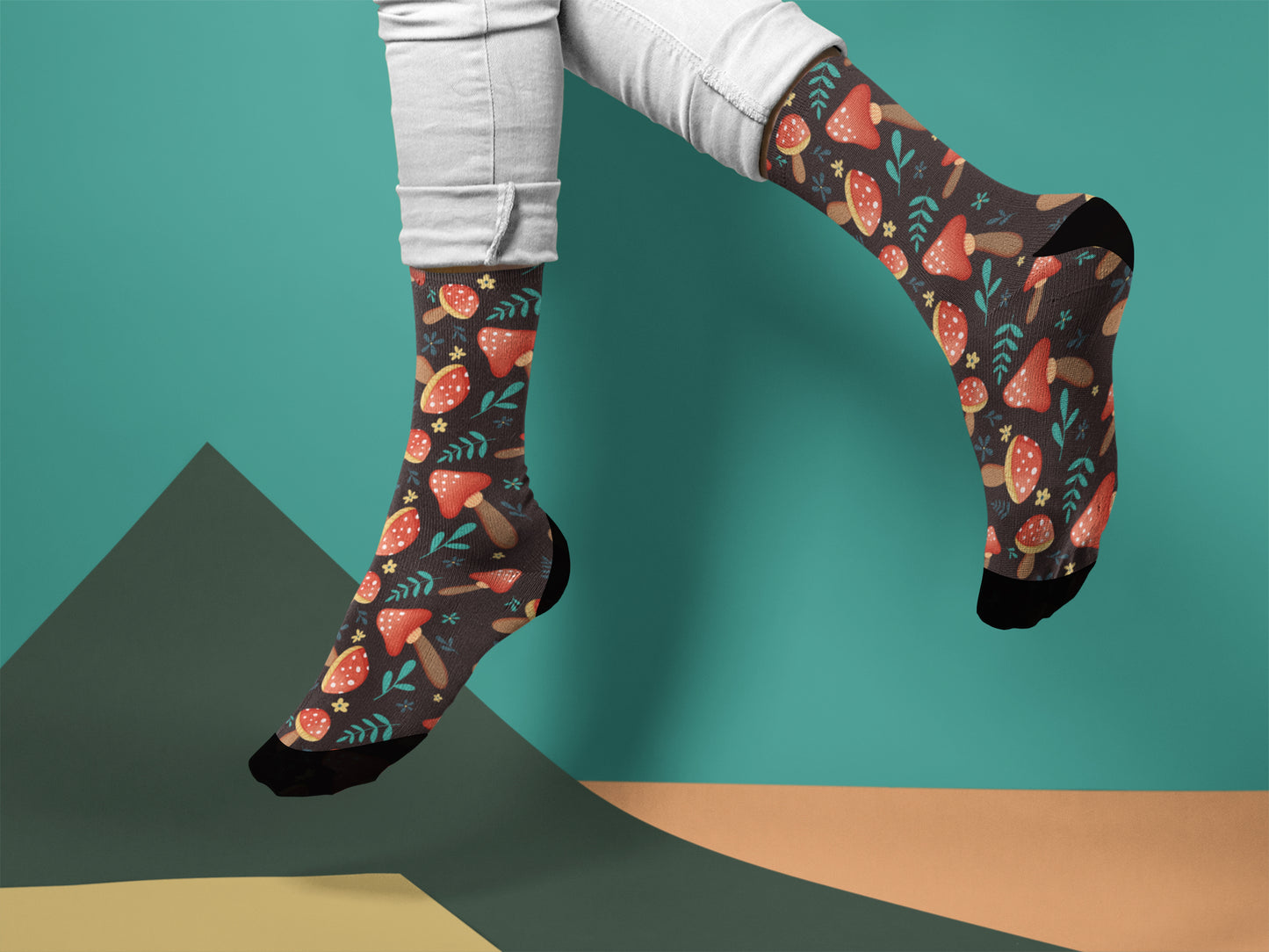 Fun Fungi Fashion: Mushroom Pattern Socks